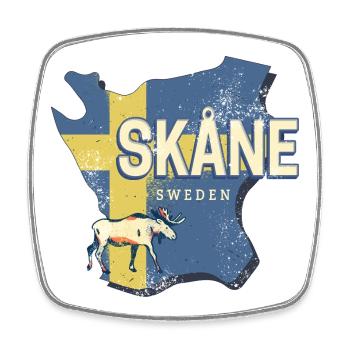Skane Sweden Province Map Vintage Souvenir - Square fridge magnet - white - Front