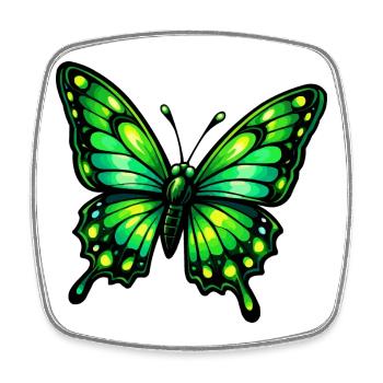 Papillon Vert - Magnet carré - blanc - Devant