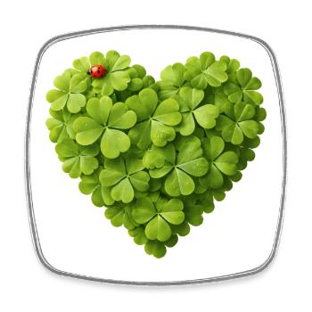Heart of shamrocks with ladybug - Square fridge magnet - white - Front