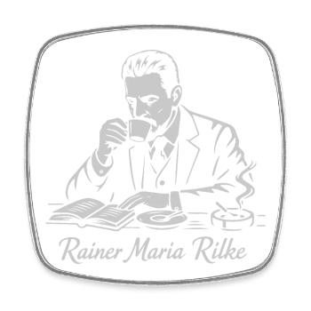Rilke Cafe Poet Portrait - Square fridge magnet - white - Front