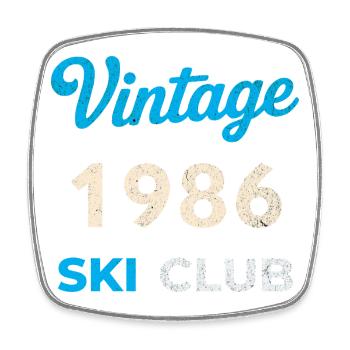 Vintage 1986 – Ski Club Retro Birth Year Gift - Square fridge magnet - white - Front