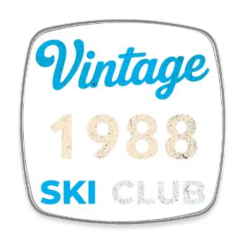 Vintage 1988 – Ski Club Retro Birth Year Gift - Square fridge magnet - white - Front