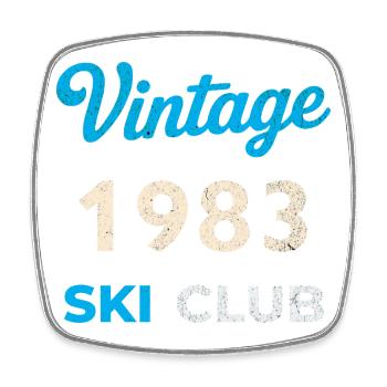 Vintage 1983 – Ski Club Retro Birth Year Gift - Square fridge magnet - white - Front