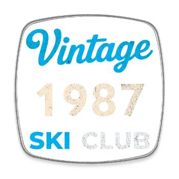 Vintage 1987 – Ski Club Retro Birth Year Gift - Square fridge magnet - white - Front