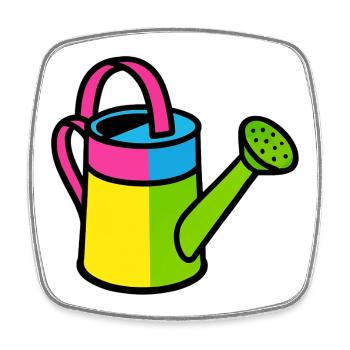 Gießkanne Pop-Art-farbenes Gartenwerkzeug - Viereckiger Kühlschrankmagnet - Weiß - Vorne