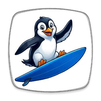 Süßer Pinguin Surfer Wellenreiten Sommer Wasser - Viereckiger Kühlschrankmagnet - Weiß - Vorne