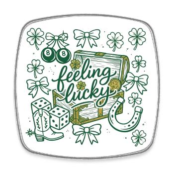 Feeling Lucky St. Patrick's Day Festive Typography - Square fridge magnet - white - Front