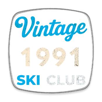 Vintage 1991 – Ski Club Retro Birth Year Gift - Square fridge magnet - white - Front