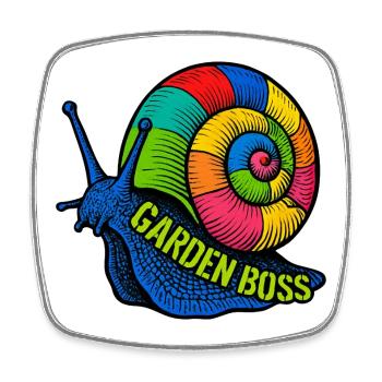 Maître du Potager : L'escargot Roi du Jardin - Magnet carré - blanc - Devant