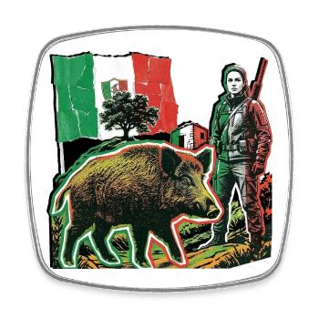 Wild Boar Huntress Italy Flag Italian - Square fridge magnet - white - Front