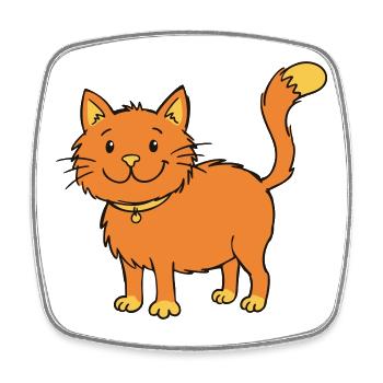 Süße orange Cartoon Katze Illustration - Viereckiger Kühlschrankmagnet - Weiß - Vorne