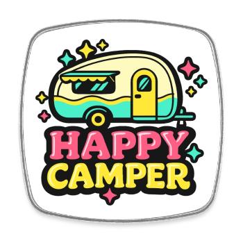 Happy Camper Pastel Caravan Illustration - Square fridge magnet - white - Front
