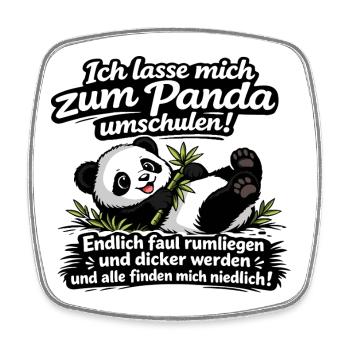 Panda Umschulung Lustig Spruch Cartoon - Viereckiger Kühlschrankmagnet - Weiß - Vorne
