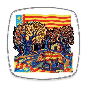 Hunter Olives Flag Valencia Wild Boar - Square fridge magnet - white - Front