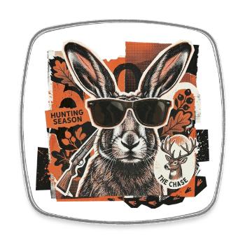 Cool Vintage Hunter Hare - Square fridge magnet - white - Front