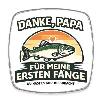 Danke, Papa für meine ersten Fänge Retro - Viereckiger Kühlschrankmagnet - Weiß - Vorne