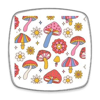 Design rétro à motifs floraux champignons années 70 - Magnet carré - blanc - Devant