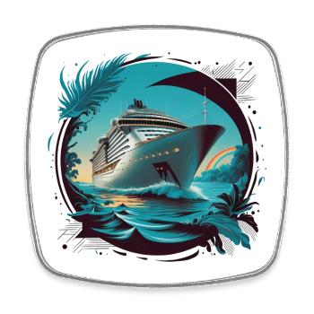 Kunstdruck von Kreuzfahrtschiffen - Viereckiger Kühlschrankmagnet - Weiß - Vorne
