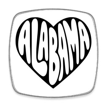 Alabama USA Herz Bubblige Typo - Viereckiger Kühlschrankmagnet - Weiß - Vorne