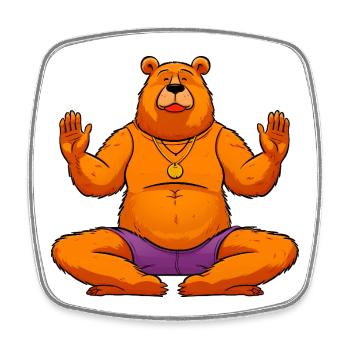 Yoga Bären - Viereckiger Kühlschrankmagnet - Weiß - Vorne