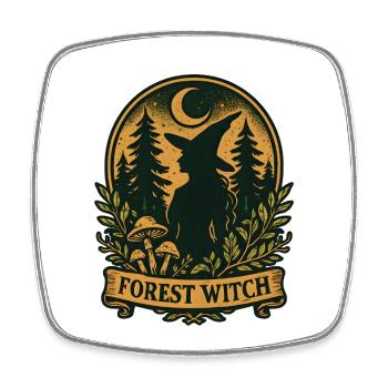 Forest witch silhouette in the moonlight - Square fridge magnet - white - Front