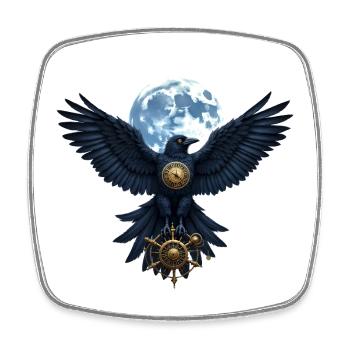 Steampunk Luna Raven avec gouvernail - Magnet carré - blanc - Devant