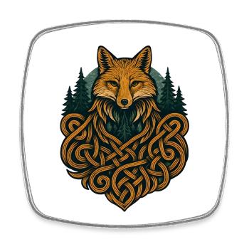 Fuchs im Knotenkunstwald - Viereckiger Kühlschrankmagnet - Weiß - Vorne