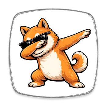 Tamponnement du Shiba Inu - Magnet carré - blanc - Devant