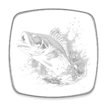 Karpfen Angler - Viereckiger Kühlschrankmagnet - Weiß - Vorne