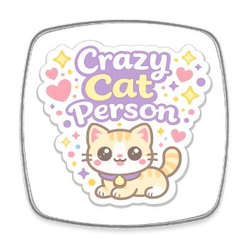 Crazy Cat Person – Pastell Katzenliebe - Viereckiger Kühlschrankmagnet - Weiß - Vorne