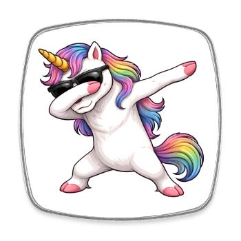 Dabbing Einhorn - Viereckiger Kühlschrankmagnet - Weiß - Vorne
