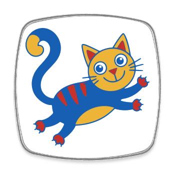 Colorful Cat Magic Leap - Square fridge magnet - white - Front