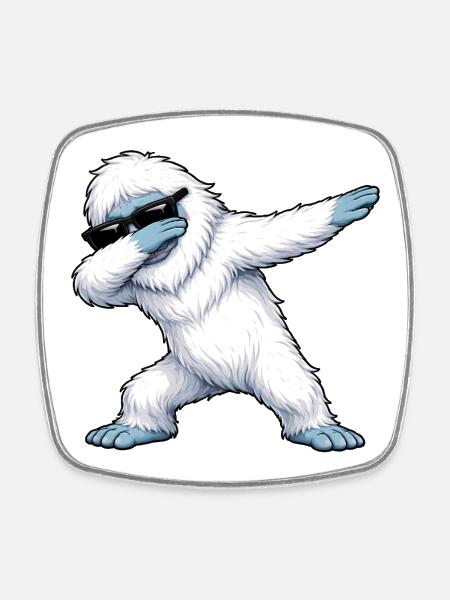 Dabbing Yeti - Square fridge magnet - white