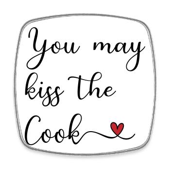 Kiss the Cook - Viereckiger Kühlschrankmagnet - Weiß - Vorne
