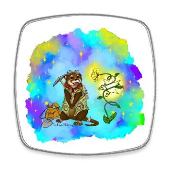 Loutre Chercheuse Stellaire - Magnet carré - blanc - Devant