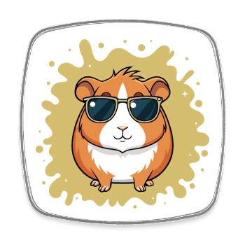 Cool Hamster with Sunglasses - Square fridge magnet - white - Front
