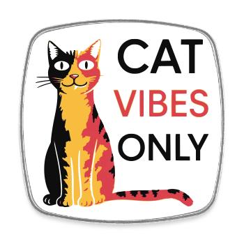 Katzen Vibes Only Design - Viereckiger Kühlschrankmagnet - Weiß - Vorne