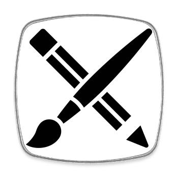 Pinsel, Bleistift, Basteln, Kunst Symbol - Viereckiger Kühlschrankmagnet - Weiß - Vorne