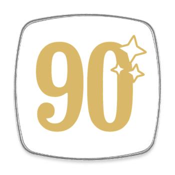 90th Birthday 90th Anniversary Gold Star - Square fridge magnet - white - Front