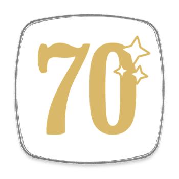 70th Birthday 70th Anniversary Gold Star - Square fridge magnet - white - Front