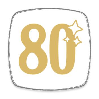80th Birthday 80th Anniversary Gold Star - Square fridge magnet - white - Front