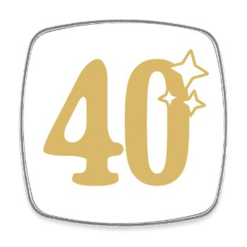 40th Birthday 40th Anniversary Gold Star - Square fridge magnet - white - Front