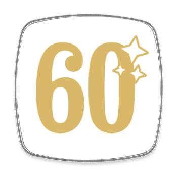 60th Birthday 60th Anniversary Gold Star - Square fridge magnet - white - Front