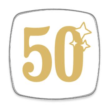 50th Birthday 50th Anniversary Gold Star - Square fridge magnet - white - Front