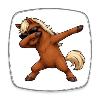 Cheval de dabing - Magnet carré - blanc - Devant