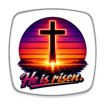 he is risen retro - Viereckiger Kühlschrankmagnet - Weiß - Vorne