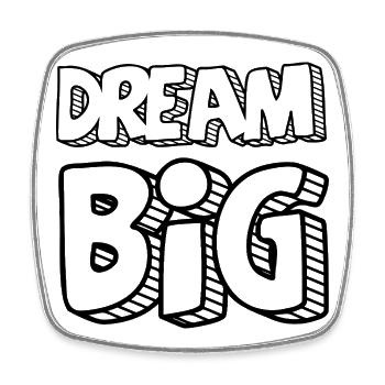 Dream Big T-Shirt | Motivationszitat-Tee - Viereckiger Kühlschrankmagnet - Weiß - Vorne