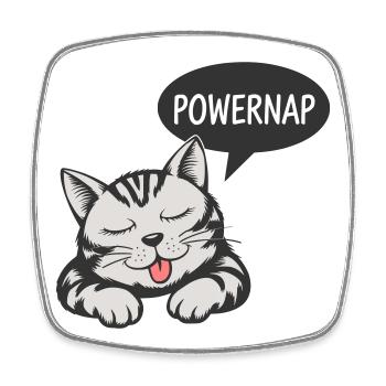 Powernap Katze - Schlafendes Motiv - Viereckiger Kühlschrankmagnet - Weiß - Vorne