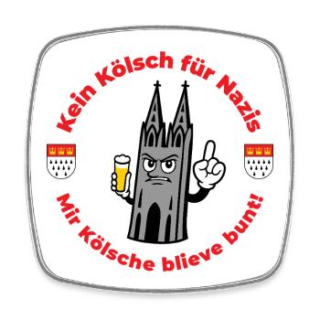 Kein Kölsch für Nazis – Köln Statement - Viereckiger Kühlschrankmagnet - Weiß - Vorne