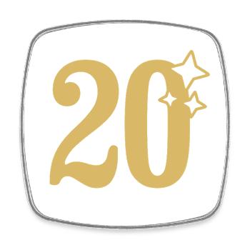 20th Birthday 20th Anniversary Gold Star - Square fridge magnet - white - Front